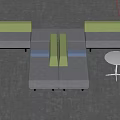 Modern Gray Green Blue Modular Sofa And Coffee Table Set With White Round Tables