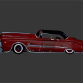 Vintage Red Convertible Classic Car With Black Top And Blue Accents