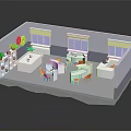 Modern Office Interior With Desks Chairs Potted Plants And Window Shades