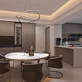 Modern Minimalist Living And Dining Room With Smart TV And Warm Ambient Home Interior Design