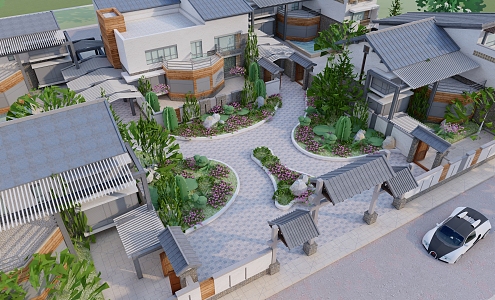 New Chinese Style Garden Huizhou Architecture Jiangnan Architecture Atrium Landscape Garden 3d model