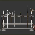 Weapon Rack Cold Weapon Sword Halberd Axe Hook Fork Spear Trident 3d model