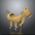 Children's Wooden Rocking Horse With Wheels Rope Detail And Light Wood Color