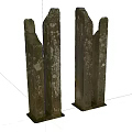 Pair of Weathered Stone Columns With Historic Patina And Textured Surfaces