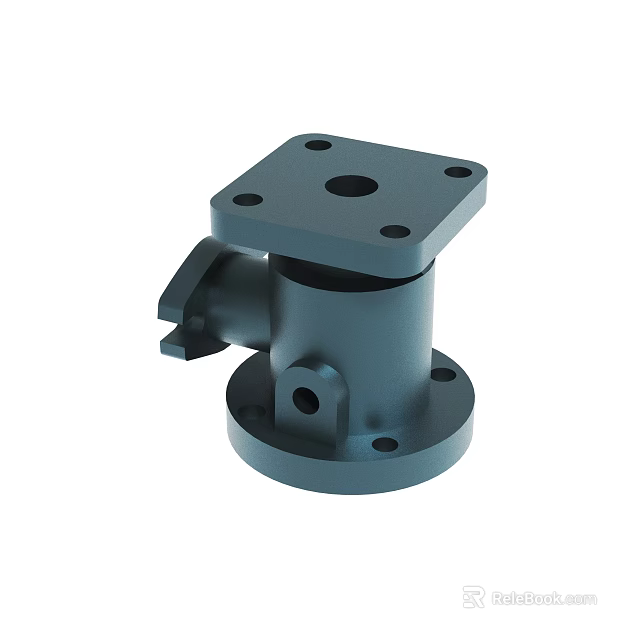 Durable Mechanical Metal Component With Square Top Circular Base And Holes 3d model