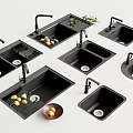 Modern Black Kitchen Sinks With Double Single Bowl Faucets Drainers And Fresh Produce