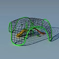 Kids Outdoor Playground Equipment With Green Frame Black Netting And Yellow Orange Slides