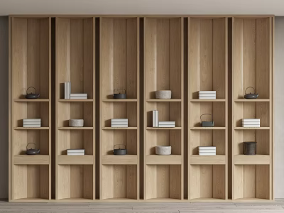 Modern Wooden Bookshelf With Open Design And Multiple Compartments For Home Library 3d model