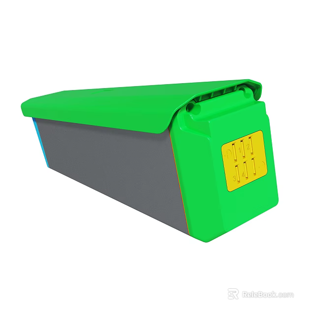 Green And Gray Container With Lid And Yellow Input Label On Side 3d model