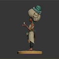 3D Character Model With Green Headscarf White Top And Textured Yellow Base