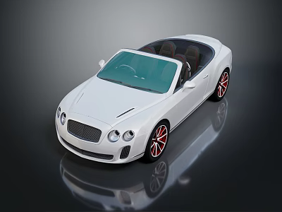 White Luxury Convertible Sports Car With Red Rims And Glossy Exterior 3d model