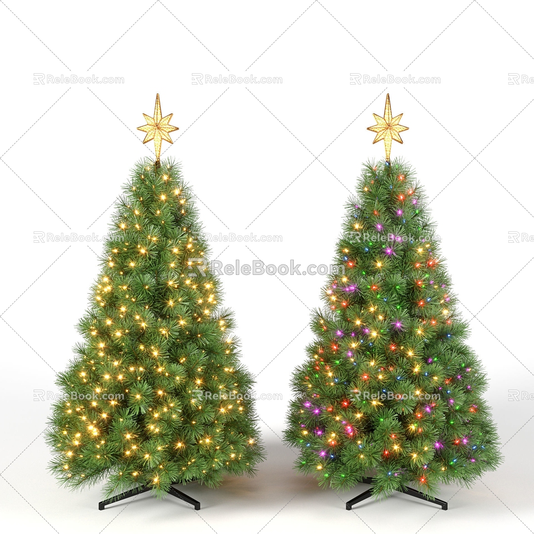 Drive the Christmas tree with painted lights 3d model