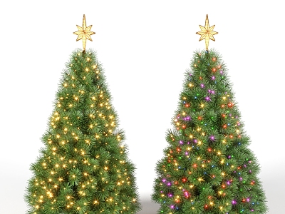 Drive the Christmas tree with painted lights 3d model