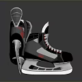 Modern Black White Red Ice Skates With Comfortable Boot Laces And Sharp Blade Design 3d model