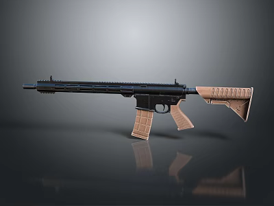 Tactical Rifle With Black Body Brown Grip And Stock Modern Design 3d model