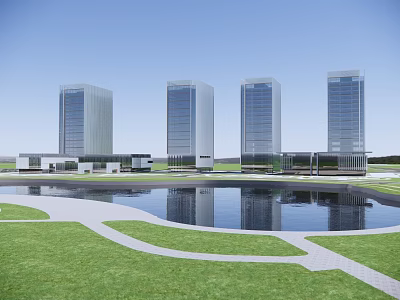modern office building office building high-rise office building 3d model