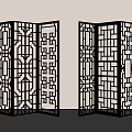 Chinese Lattice Screen With Intricate Geometric Patterns For Modern Interior Decor 3d model
