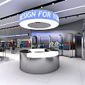 Modern Clothing Store Interior With Colorful Apparel Racks And Camo Jackets