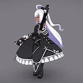 Anime Style Woman With White Hair Twin Ponytails In Black Dress Holding Two Guns