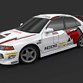 Racing Car Exterior Design With Red White Livery HETCHO Stickers Rear Spoiler And Alloy Wheels