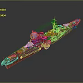 Vintage Battleship Model With Detailed Turrets Smokestacks And Deck Design