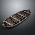 Old Rustic Wooden Boat As Traditional Water Transport With Wooden Planks Structure
