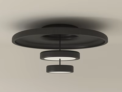 Modern Minimalist Black Round Multi layer Ceiling Light With White Lighting Design 3d model