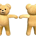Cute Light Brown Plush Teddy Bear Doll With Front And Back Views And Outstretched Arms