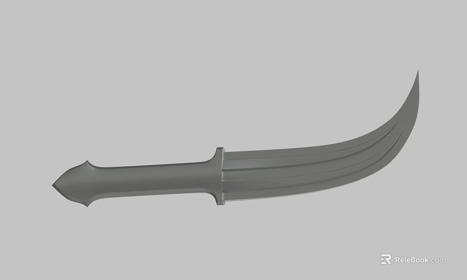 Curved Blade Scimitar Weapon With Metallic Gray Handle And Sharp Edge 3d model 