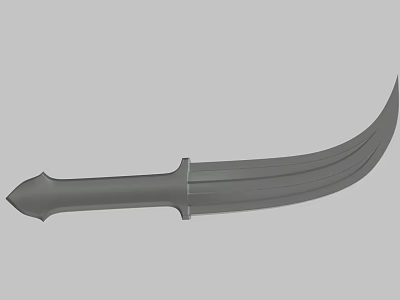 Curved Blade Scimitar Weapon With Metallic Gray Handle And Sharp Edge 3d model