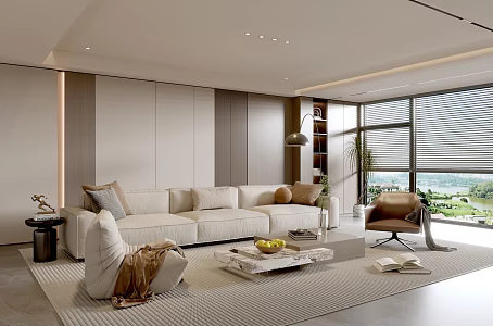Modern Cream Style Living Room Light Luxury TV Background Wall Combination Coffee Table Sofa Background Wall 3d model