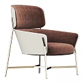 Modern Leisure Accent Chairs With Brown White Upholstery And Golden Metal Frames