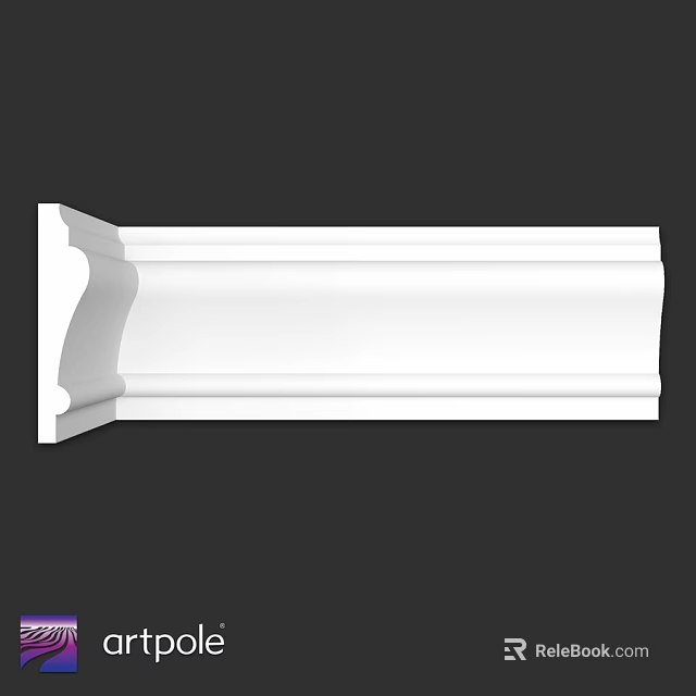 White Plaster Cornice Molding With Smooth Curved Surface Design For Interiors 3d model 