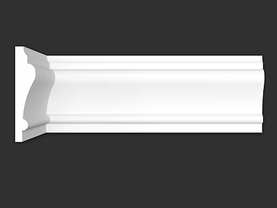White Plaster Cornice Molding With Smooth Curved Surface Design For Interiors 3d model