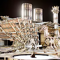 Steampunk Style Wooden Model Ship With Two Chimneys Intricate Mechanical Structures And Spiked Bow