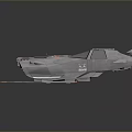 Futuristic Sci Fi Vehicle With Gray Body Orange Blue Details And Weapon Like Parts