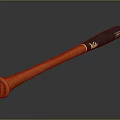 Red And Black Wooden Baseball Bat With Black Grip And Gold Logo Design