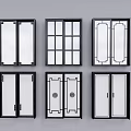 Modern Sliding Doors With Various Glass Panel Designs For Interior Decor 3d model