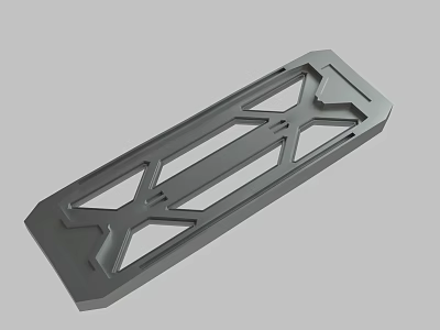 Gray Rectangular Structural Bracket With Geometric Cross Pattern And Hollow Design 3d model