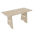 Modern Light Wood Dining Table With Geometric Legs And Metal Accents