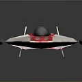 Futuristic Spacecraft Model With Red And White Body Gray Engines And Wings