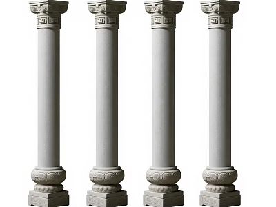 Four Classical Stone Column Capitals With Intricate Decorative Architectural Details 3d model