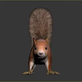 Animated Red Squirrel Game Character With Fluffy Tail And Orange Ears