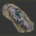 Colorful 3D Garden Landscape Model With Mountain Terrain And Green Lakes