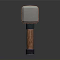 3D Model of Wooden Handle Hammer With Copper Buckles And White Head