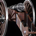 Historical Cannon Weapon Featuring Large Wooden Wheels and Metal Barrel Structure