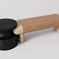 Modern Wooden Sofa Bench With Natural Wood Surface And Black Accent Base