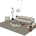 Modern Middle Ancient Sofa Coffee Table Combination Middle Ancient Sofa Coffee Table Combination 3d model