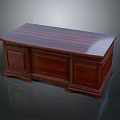 Elegant Dark Wooden Desk With Drawers Smooth Surface And Classic Design