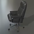 Black Leather Office Chair With High Back Armrests Silver Metal Base And Wheels